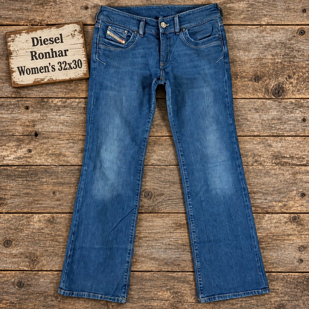Diesel Ronhar Womens Jeans 32x30 Medium Wash Straight Leg Stretch Made in Italy